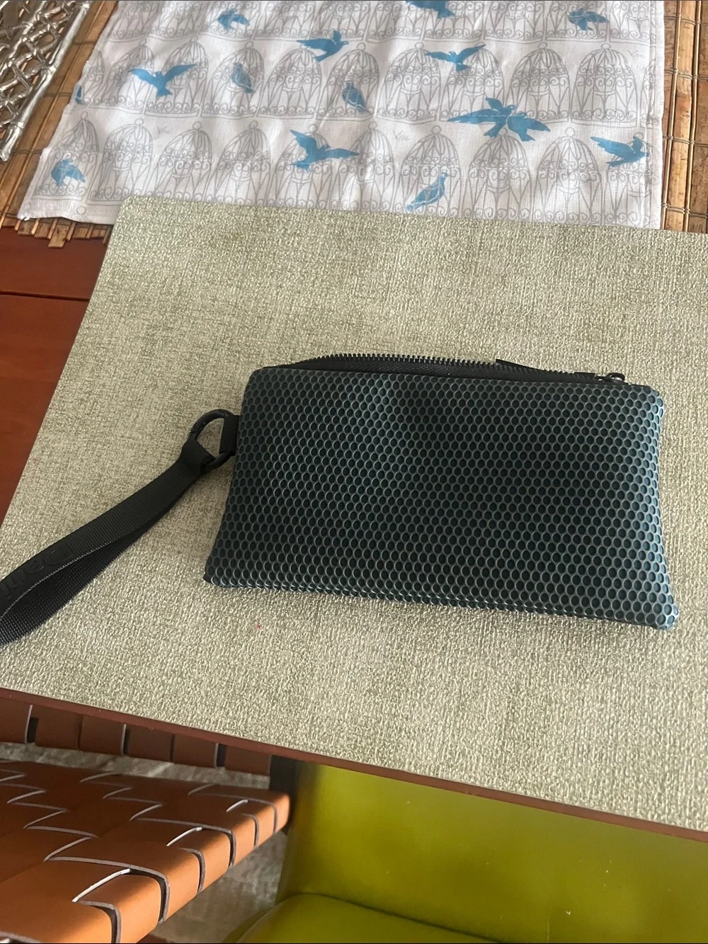 Daniela Lehavi (Dani) clutch with handle and zipper. Forest green. Brand new.